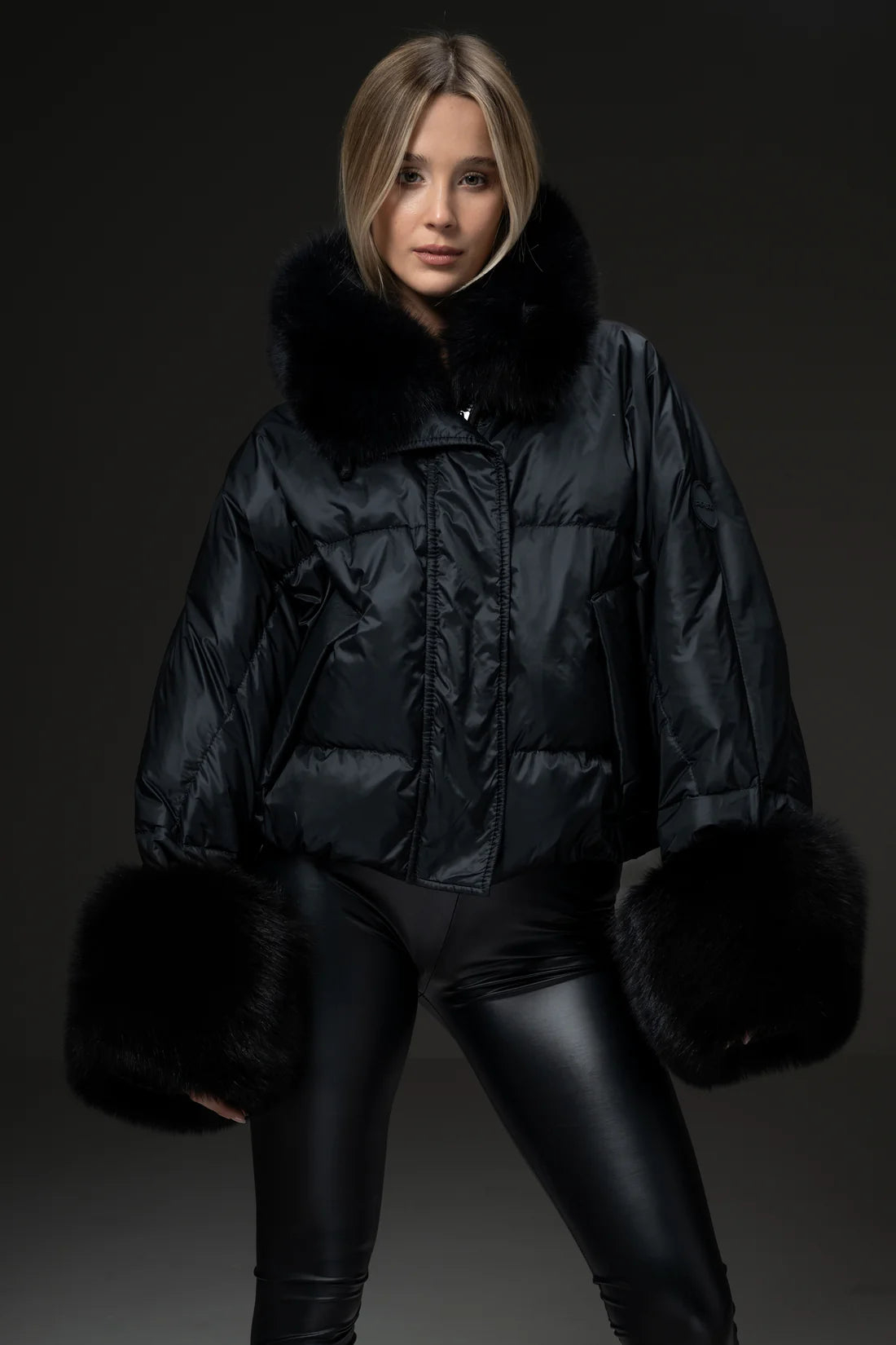 Short down jacket with real fur MINIDUETS FOX FLO-CLO - DORÉA STORE