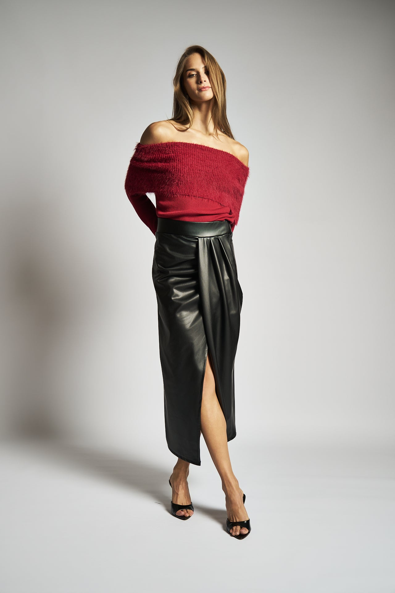 Gonna lunga con spacco in eccopelle - DORÉA STORE