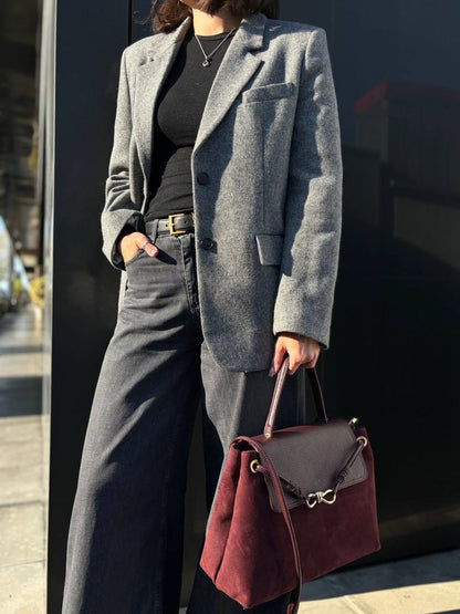 Borsa in pelle scamosciata - DORÉA STORE