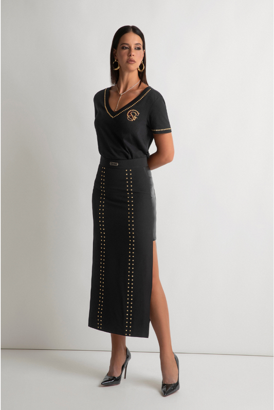 Gonna Midi con Spacchi Laterali