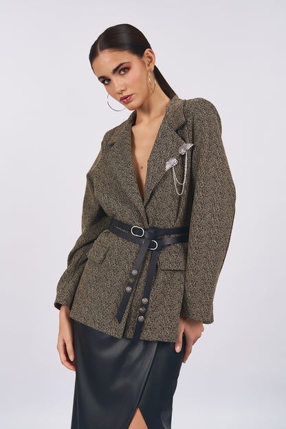 Giacca in Tweed con Cintura - DORÉA STORE