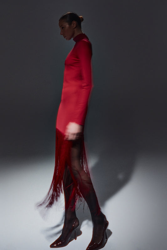 Vestito corto con frange sulla lunghezza - DORÉA STORE