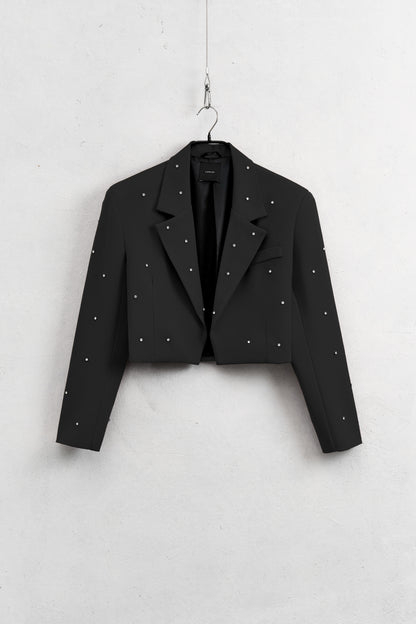 CROP TOP BLAZER WITH RHINESTONES - DORÉA STORE