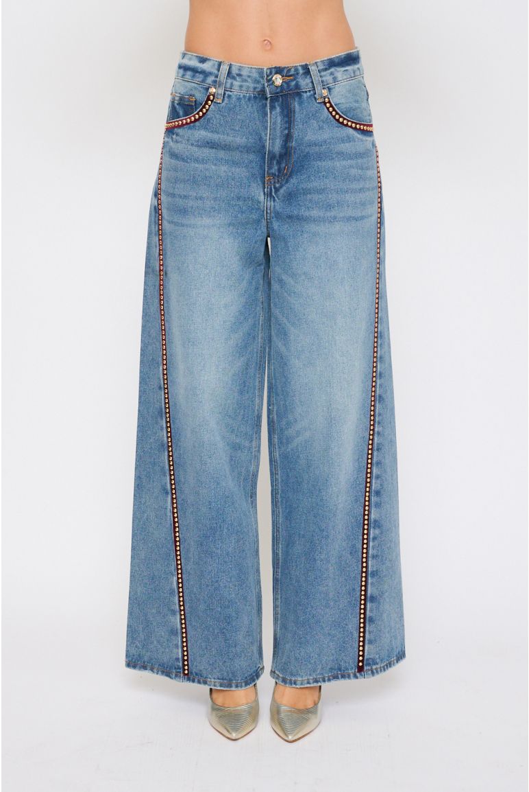 Jeans Palazzo con Bordature