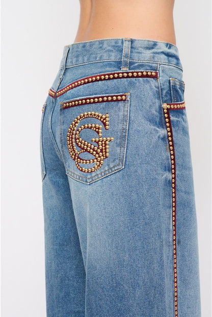 Jeans Palazzo con Bordature