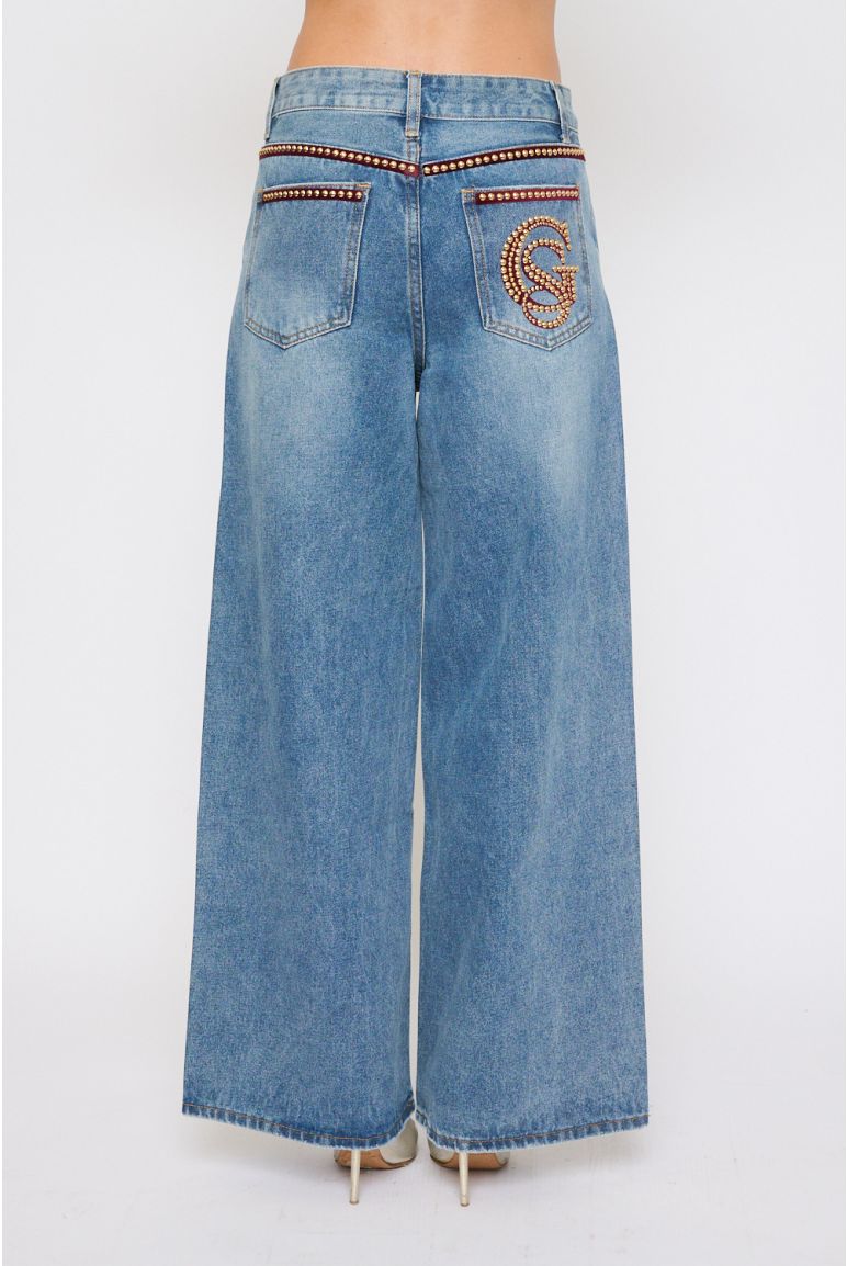 Jeans Palazzo con Bordature