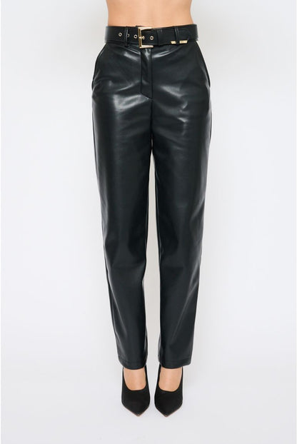 Pantalone a Vita Alta in Pelle