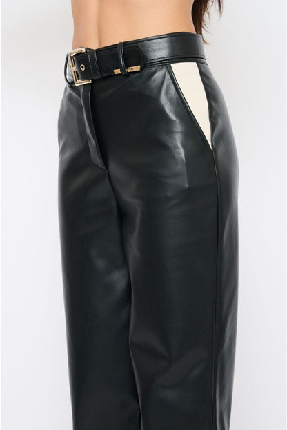 Pantalone a Vita Alta in Pelle