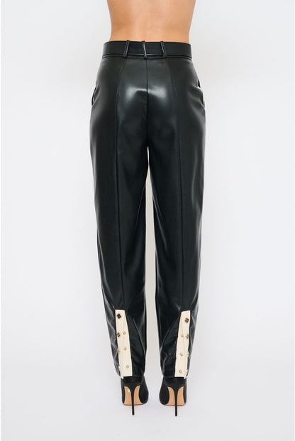 Pantalone a Vita Alta in Pelle