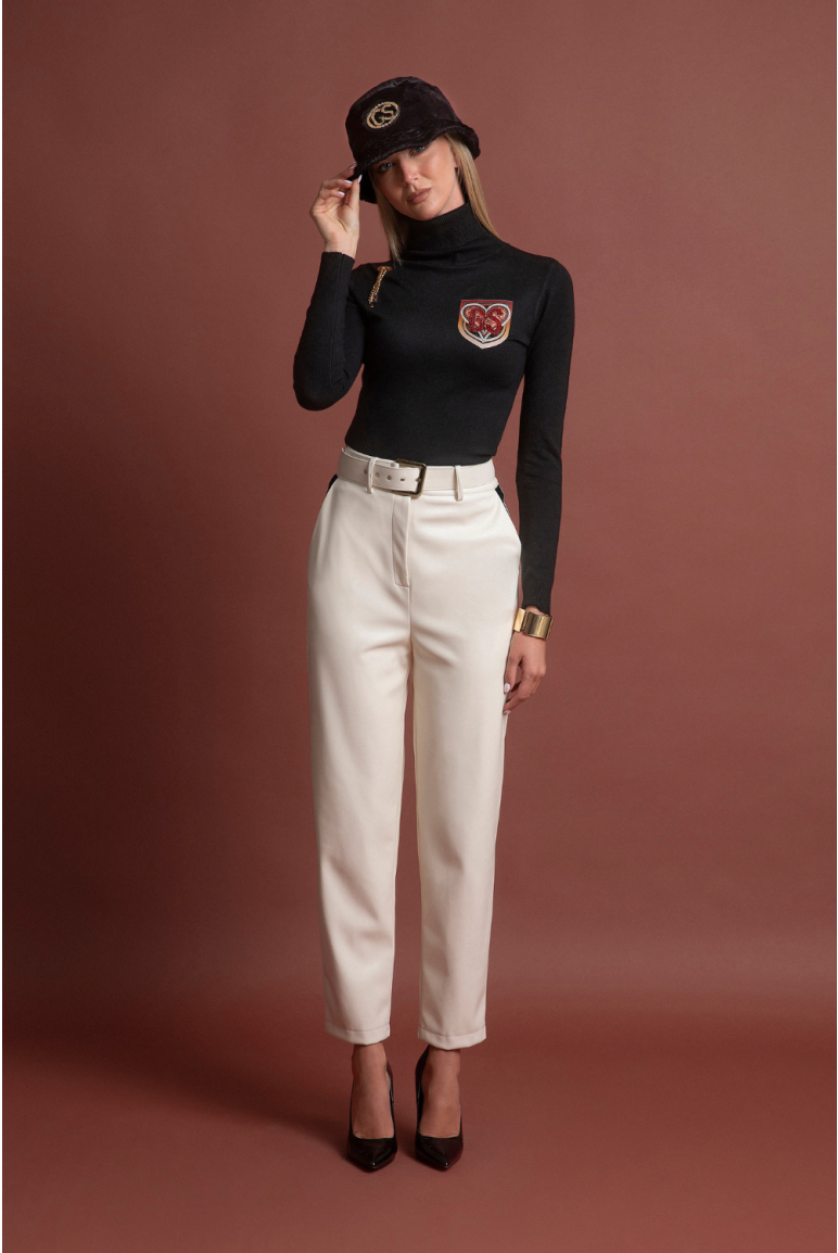 Pantalone a Vita Alta in Pelle