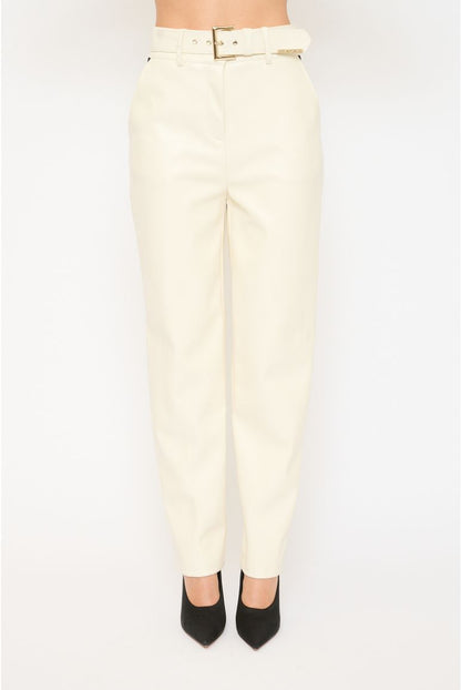 Pantalone a Vita Alta in Pelle