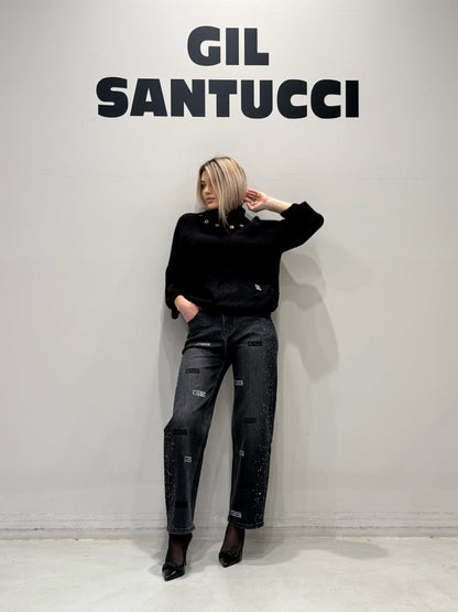 Jeans a gamba dritta con dettagli stass